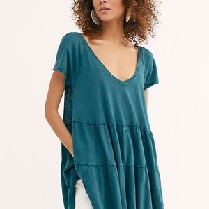 We the Free People Sunshine in the Rain Tee Tiered Tunic Top